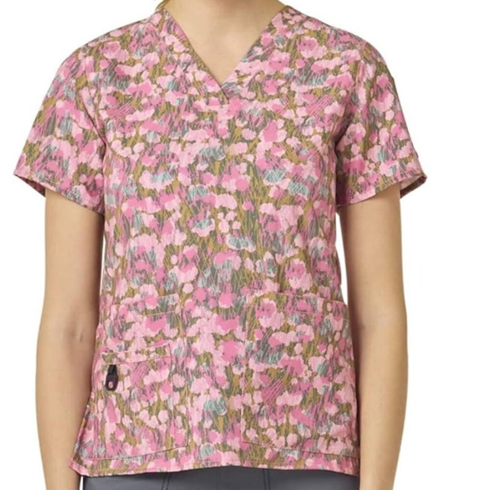 Carhartt Scrubs Force Cross-Flex 2XL Modern Fit V-Neck Top Pink Camo C12114